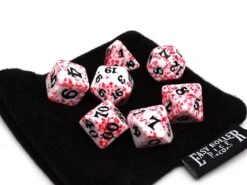 Easy Roller 7ct Polyhedral Dice Set Red Color Spray With Black