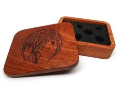 Easy Roller Wooden Dice Case - Rosewood With Raven