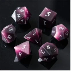 Foam Brain Games Gemstone Purple Cats Eye W/ Gold 7ct Polyhedral Dice Set