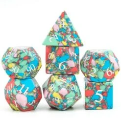 Foam Brain Games Gemstone Textured Turquoise Pop Art 7ct Polyhedral Dice Set
