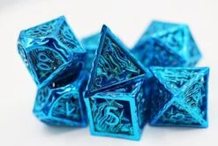 Foam Brain 7ct Metal Polyhedral Dice Set - Hollow Seascape Electric Blue