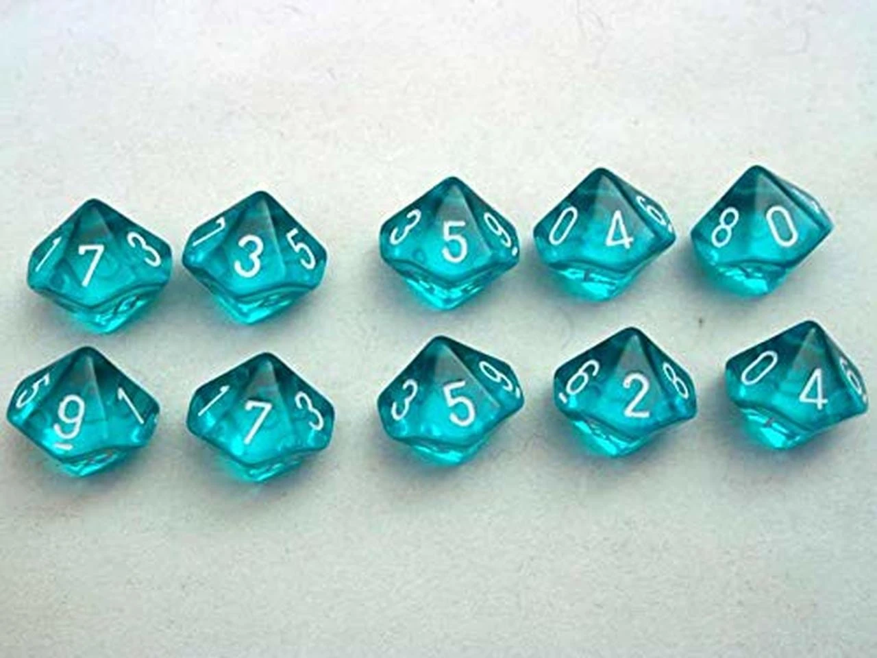 Other Chessex Translucent Teal/White 10ct D10 Set (23285) 4 Other Chessex Translucent Teal/White 10ct D10 Set (23285) - Image 2