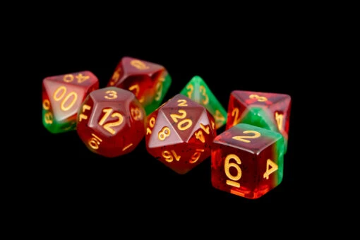 Other Metallic Dice Games Layered Watermelon/Gold 7ct Polyhedral Dice Set