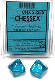 Other Chessex Translucent Teal/White 10ct D10 Set (23285)
