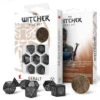 Q-Workshop The Witcher 7ct Polyhedral Dice Set Geralt Silver Sword -Game Store qwoswge37 web box content